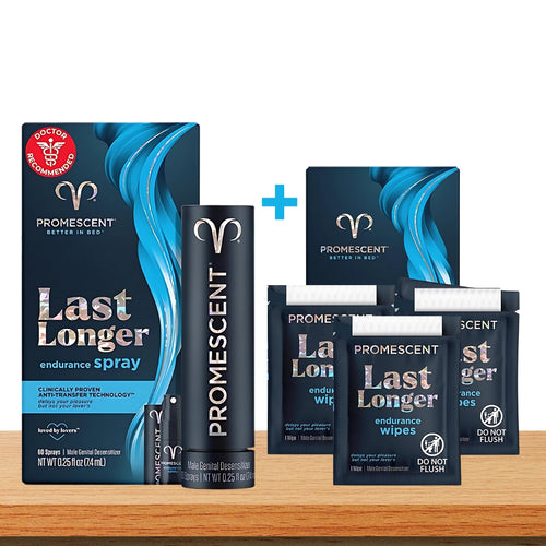 Promescent Last Longer Endurance Spray + Wipes Combo Pack