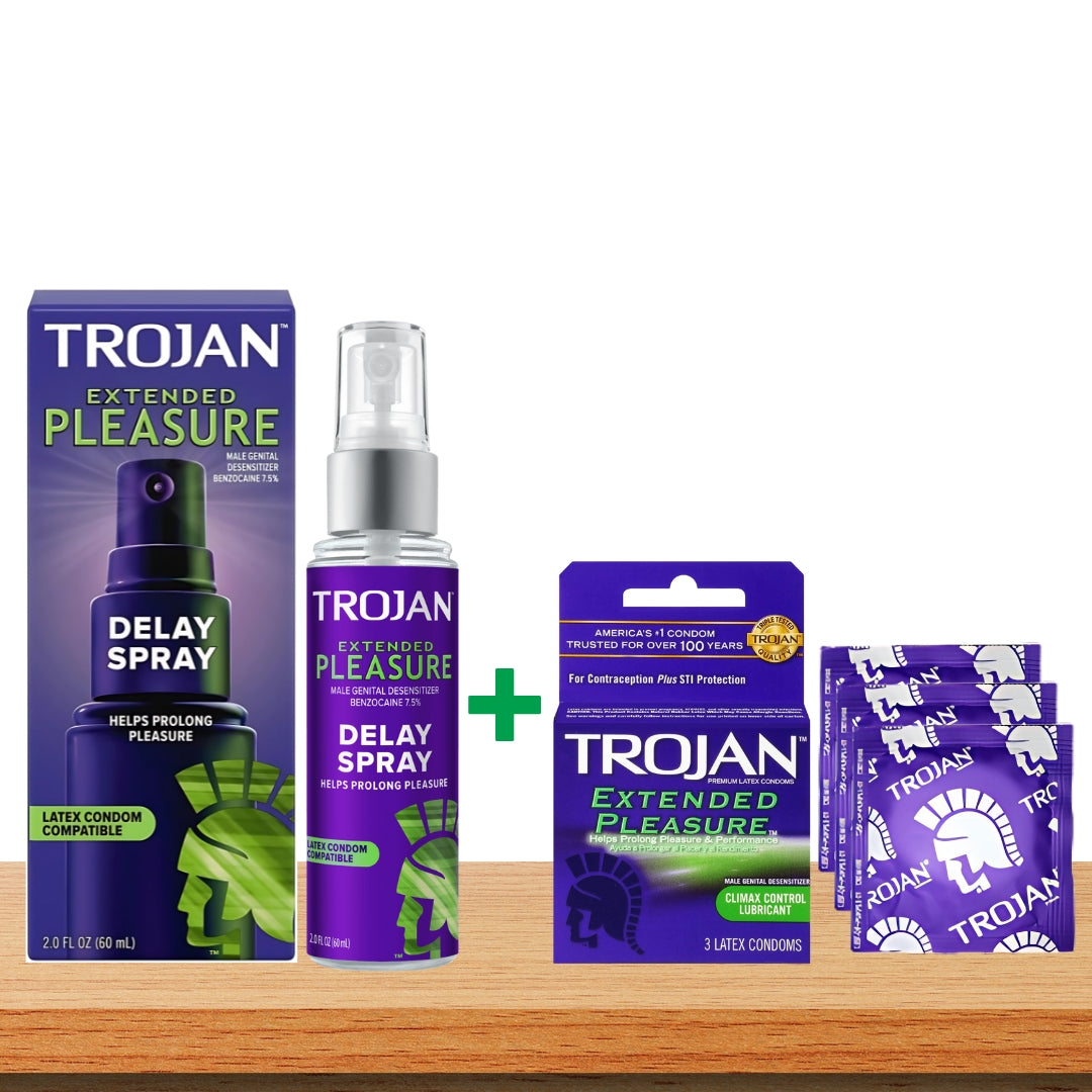 USA Imported Trojan Combo Pack – Delay Spray & Condoms